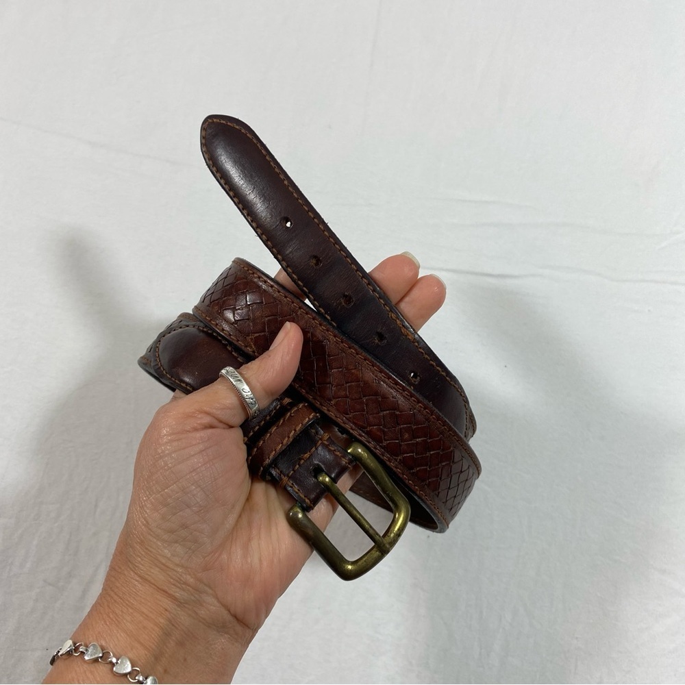 Brown Leather Square Textured Belt Rustic Western Mens Belt